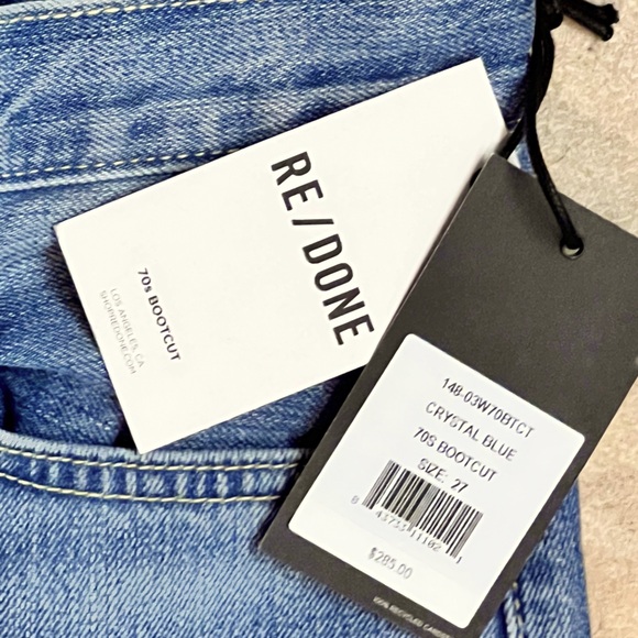 NWT RE/DONE Original 70s High Rise Bootcut Jeans sz 27 in Crystal Blue Denim - Picture 6 of 6